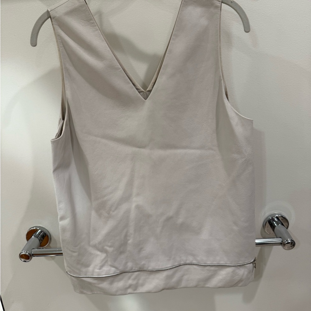 Leather light grey tank top that converts to a handbag!